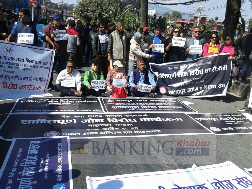 बैंकको व्याजदरविरुद्ध उद्योगी–व्यवसायी विरोध प्रदर्शनमा (फोटोफिचर)