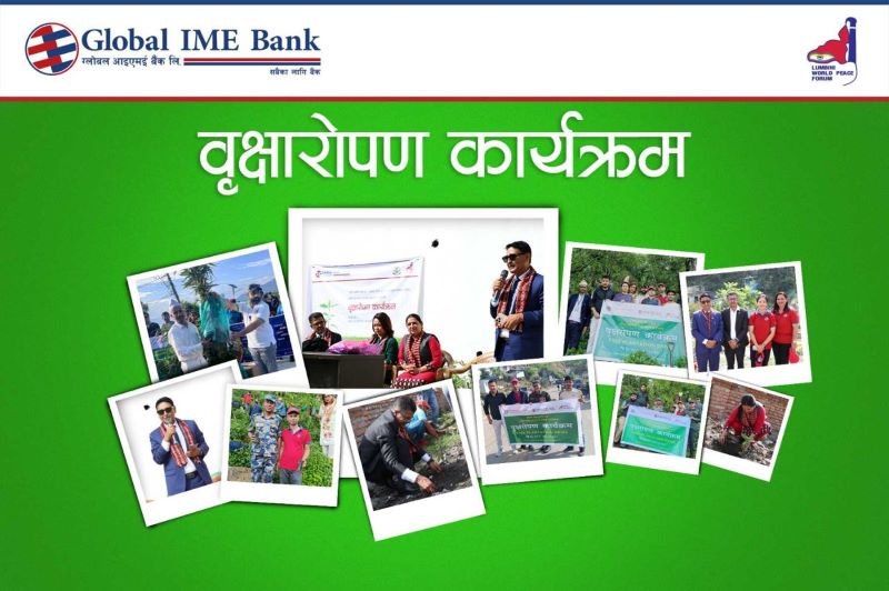ग्लोबल आईएमई बैंकद्वारा टोखा र दिक्तेल रुपाकोट मझुवागढी नगरपालिकामा वृक्षारोपण