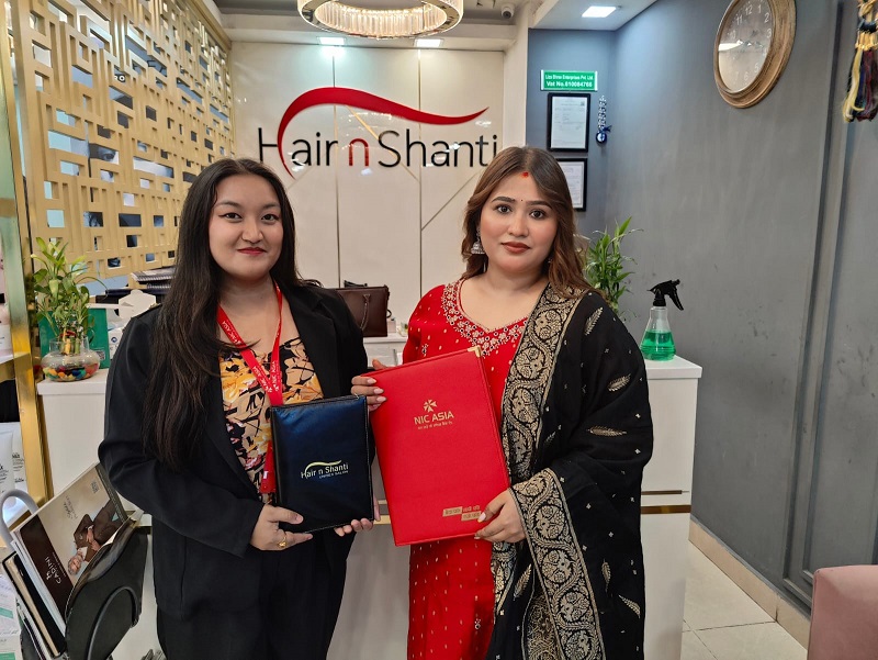 एनआईसी एशिया बैंकका ग्राहकले हेयर एण्ड शान्ति युनिसेक्स सैलुनमा १० प्रतिशत छुट पाउने
